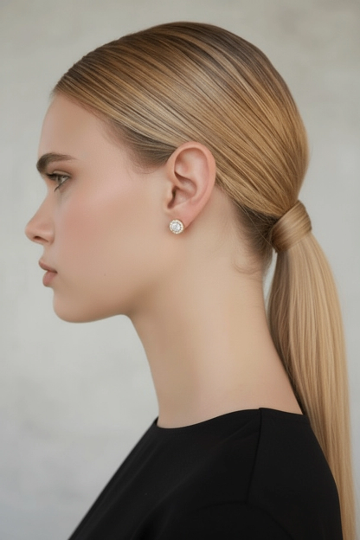 Venus Gold Round CZ Earring