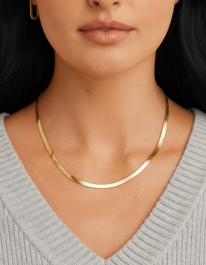 Birgit Gold Herringbone Necklace