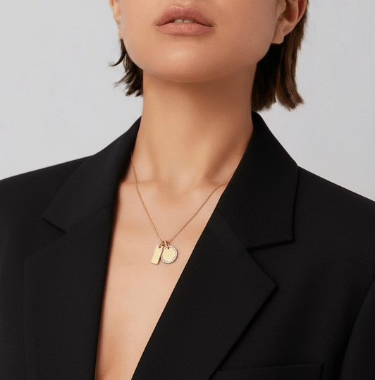 Shannon Gold Medallion Necklace with Charms